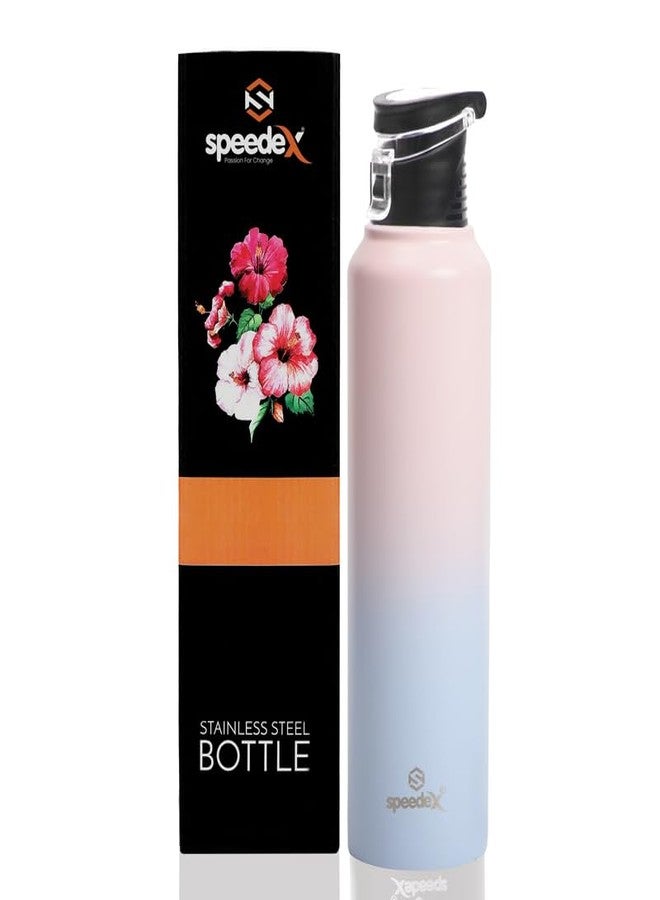 Speedex Stainless Steel Pink Blue Water Bottle 1 Litre with Flipper Cap | Leak Proof & BPA Free | Fridge Safe Bottle for School, Gym, Office | For Boys, Girls, Men, Women, Kids - Image 1